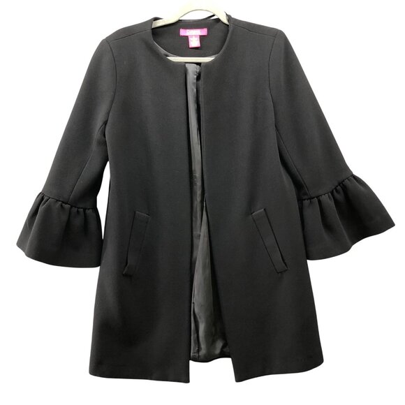 Catherine Malandrino Jackets & Blazers - Catherine Malandrino Bell Sleeve Blazer Coat Womens 6 Black Open Front Longline